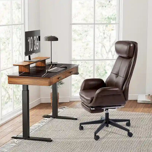  Adjustable Reclining Swivel High Back Home Office Chair with Footrest and Armrest