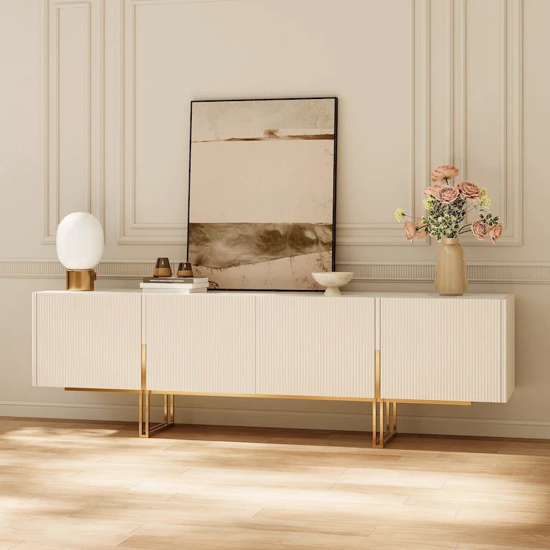 78.7 TV Stand, Entertainment Center with Faux Marble Top