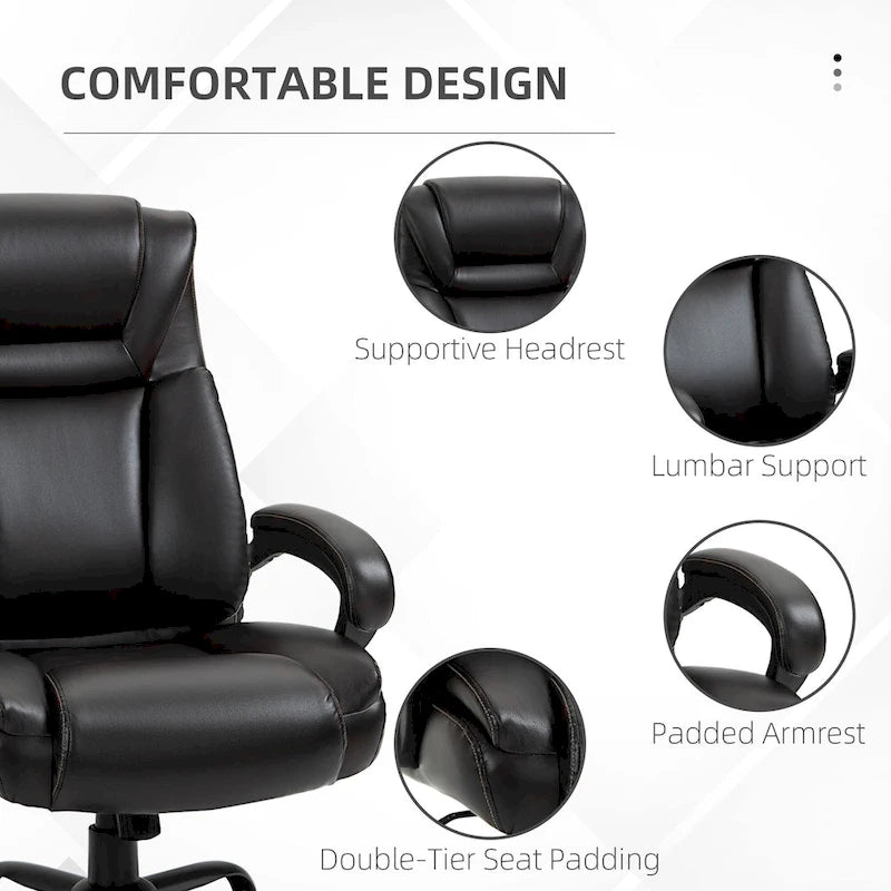 Executive Office Chair with Wide Seat, Computer Desk Chair with High Back, Adjustable Height and Swivel Wheels