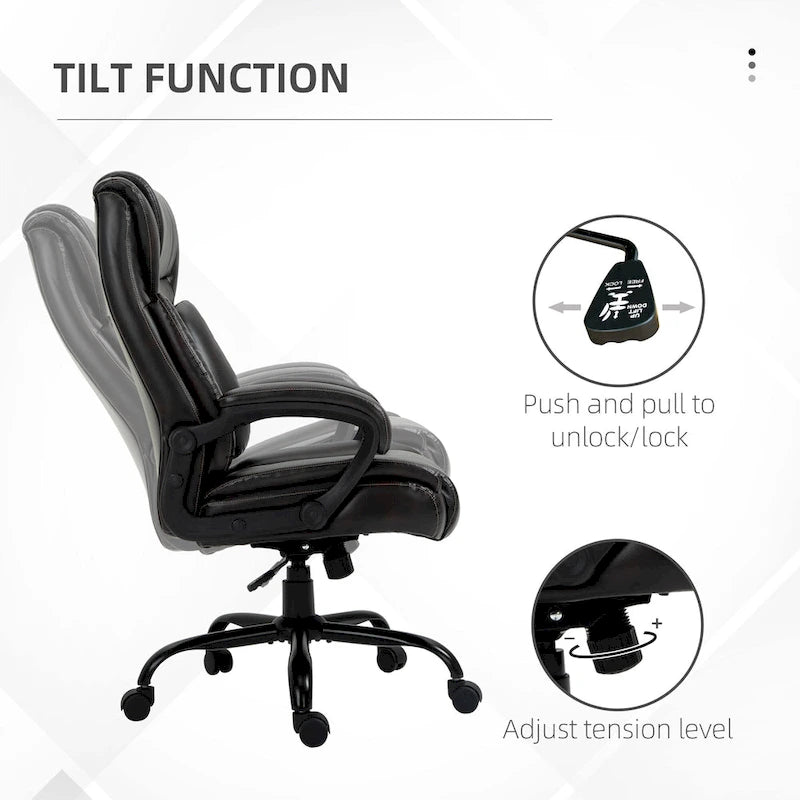 Executive Office Chair with Wide Seat, Computer Desk Chair with High Back, Adjustable Height and Swivel Wheels