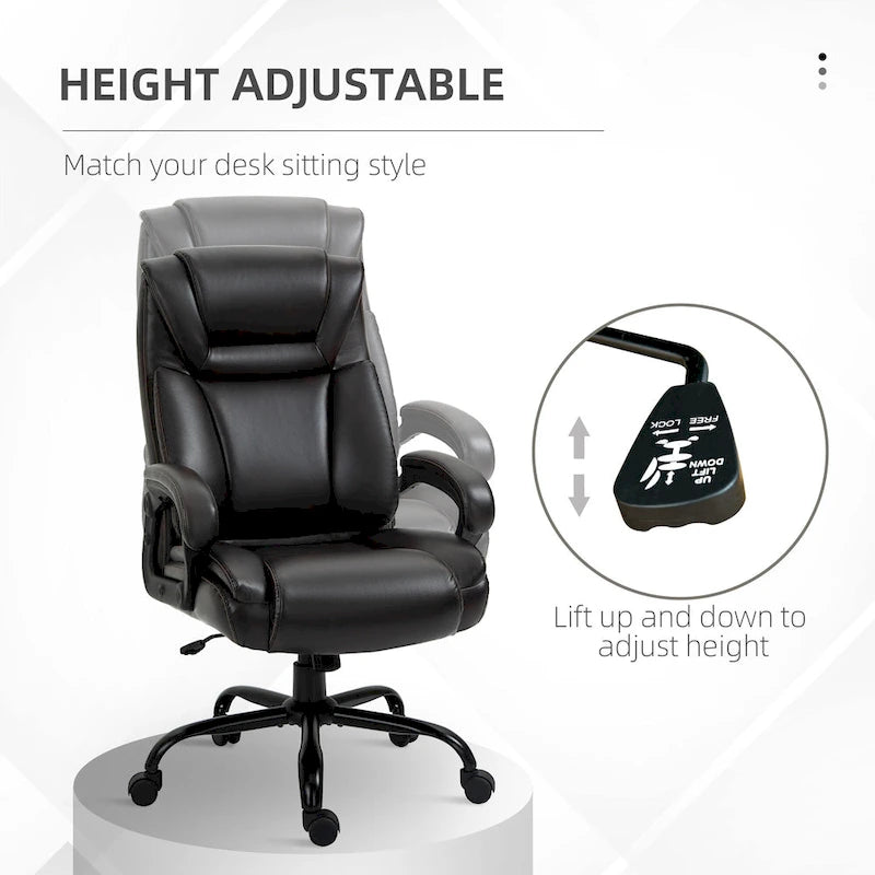 Executive Office Chair with Wide Seat, Computer Desk Chair with High Back, Adjustable Height and Swivel Wheels