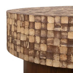 Mila Coconut Shell Round Pedestal Coffee Table by East at Main