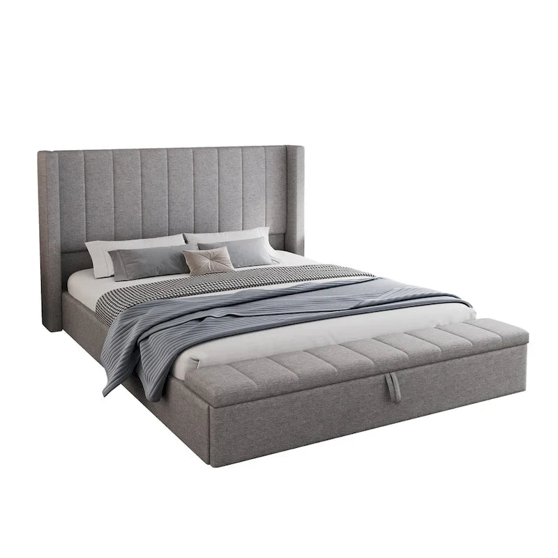 Queen Size Upholstered Platform Bed Modern Storage Bed Frame