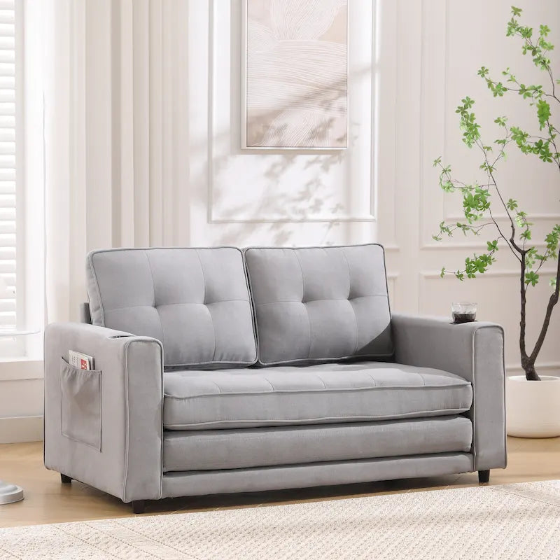 3-In-1 Upholstered Futon Sofa Convertible Floor Sofa Bed