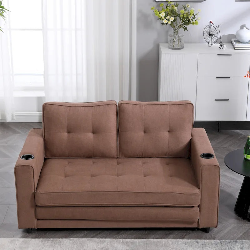 3-In-1 Upholstered Futon Sofa Convertible Floor Sofa Bed