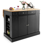 Large Kitchen Island Drop Leaf Breakfast Bar w/ Wood Top Shelves