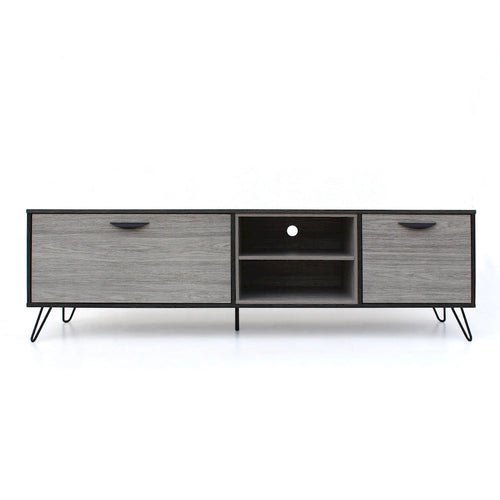 Alfie TV Media Entertainment Console Cabinet, 2 Shelves, Gray 71 Inch