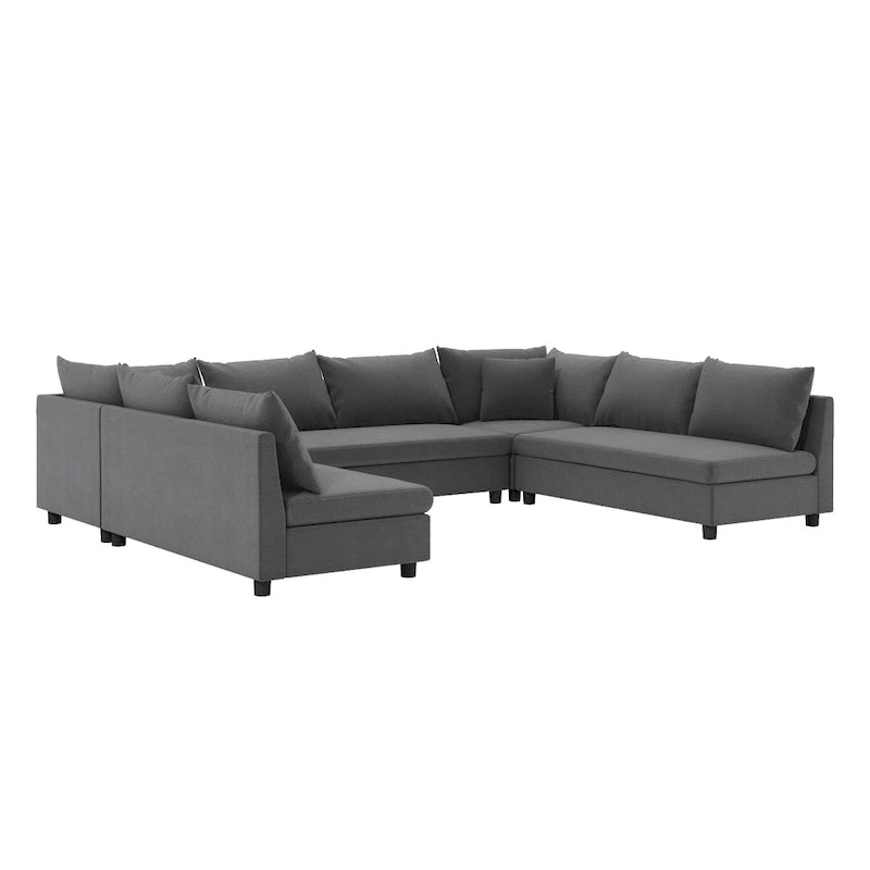 116 Chenille U-Shaped Modular Sectional Sofa, 8-Seater