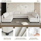 116 Chenille U-Shaped Modular Sectional Sofa, 8-Seater