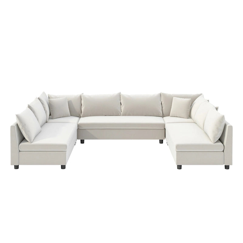 116 Chenille U-Shaped Modular Sectional Sofa, 8-Seater