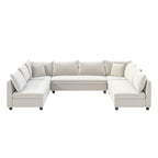 116 Chenille U-Shaped Modular Sectional Sofa, 8-Seater