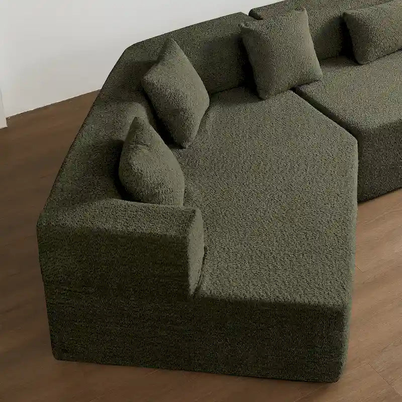 127.5Polyester Modular Sectional Cloud Couch with Deep Seat, No Assembly Required, and Modern Minimalist Design