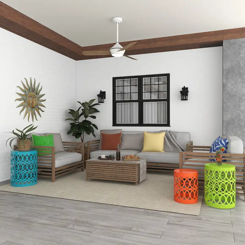 Multi Colored Metal Indoor Outdoor Nesting Accent Table with Carved Design Collection (Set of 3) - S/3 23, 19, 15H