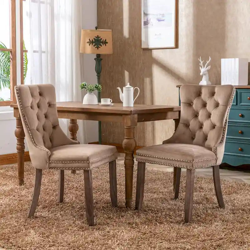 High-end Tufted Solid Wood Contemporary Velvet Upholstered Dining Chair