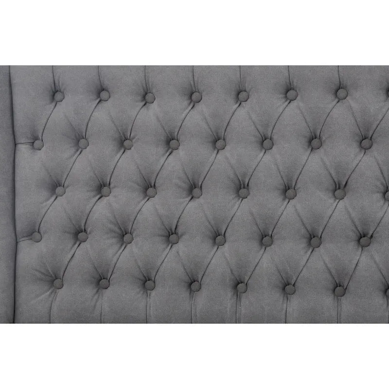 French Tufted Upholstered Dining Banquette Bench (Light Sand Fabric)