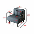 Convertible Tri-Fold Sofa Bed with Adjustable Backrest & Pillow