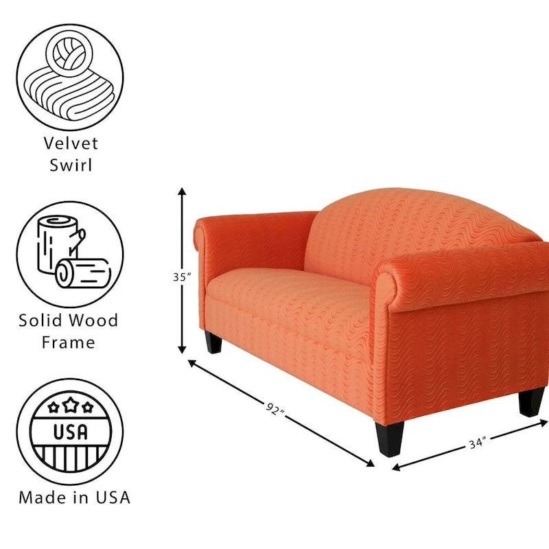 Traditional 3 Seater Sofa Velvet Solid Wood Frame Upholstered