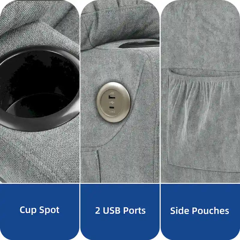 Moasis Grey Fabric Power Lift Recliner Chair for Elderly