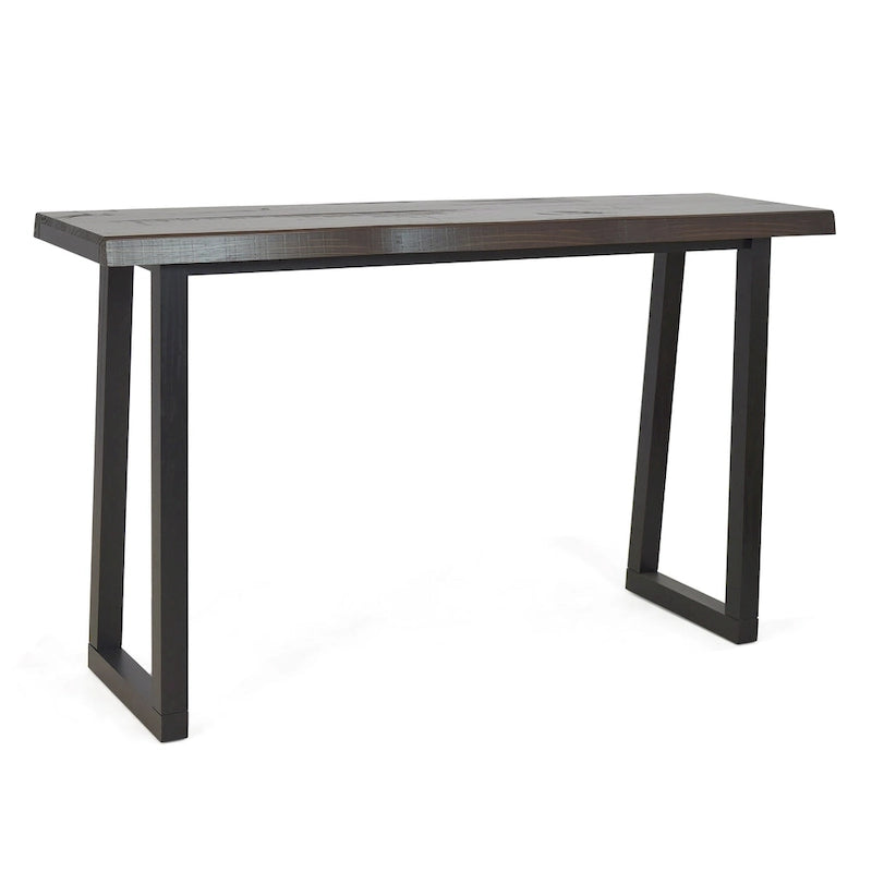  Joliet Live Edge Distressed Cherry and Ebony Console Bar Table