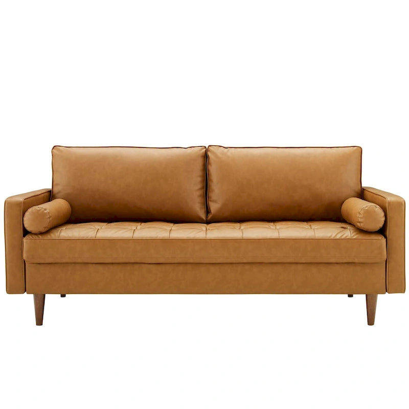 Turner Modern Tan Leather Upholstered Sofa