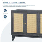 Modern Accent Storage Cabinet Sideboard Wooden Cabinet Console Table with 4 Doors and Adjustable Shelves