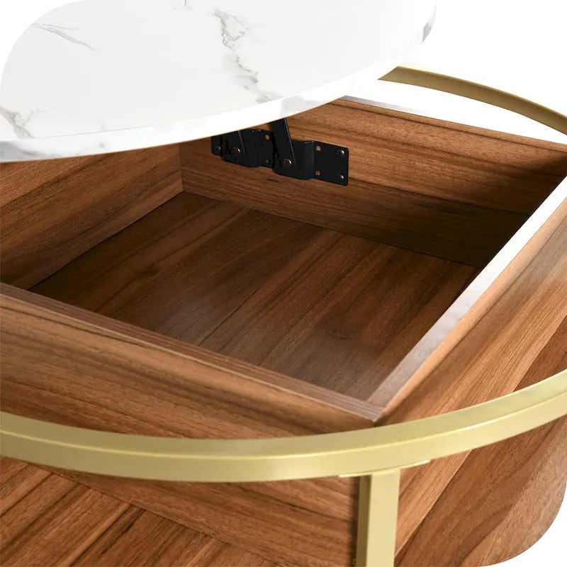 Round Lift Top Extendable Frame Coffee Table with Hide Storage
