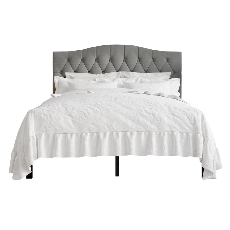 Classic Linen Button Tufted Upholstered Platform Bed