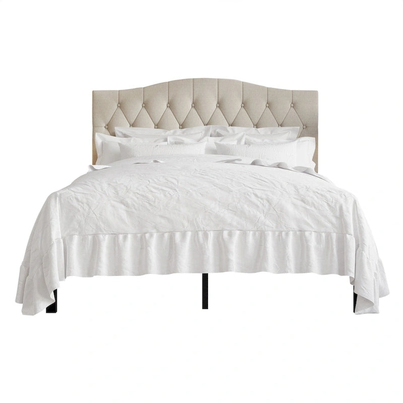 Classic Linen Button Tufted Upholstered Platform Bed