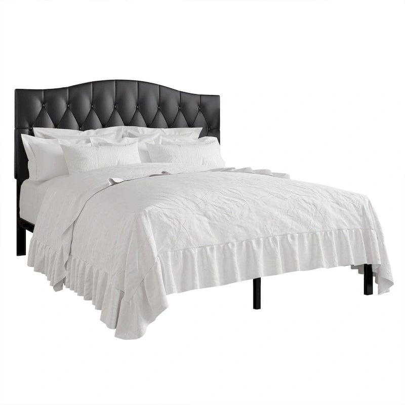 Classic Linen Button Tufted Upholstered Platform Bed