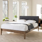 Mid-Century Fabric and Wood Platform Bed by 