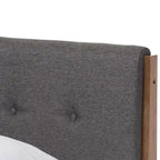 Mid-Century Fabric and Wood Platform Bed by