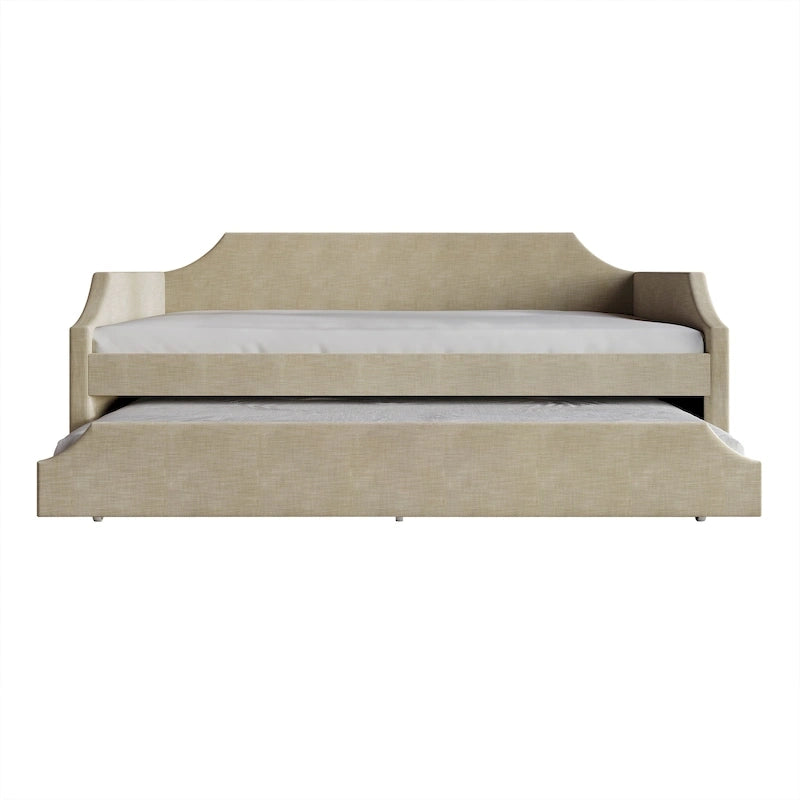 Elegance Linen Upholstered Twin Size Daybed with Trundle