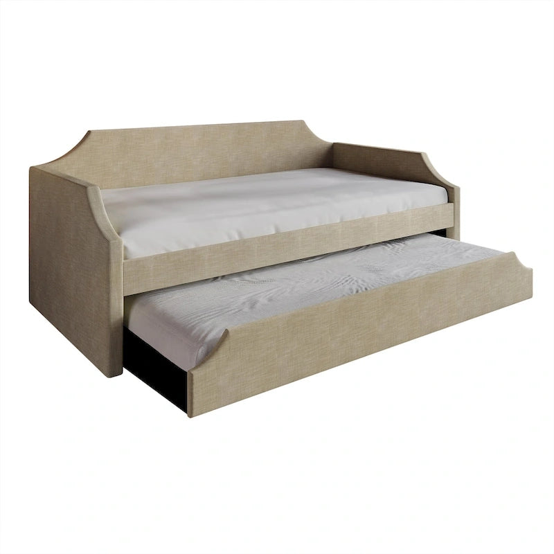 Elegance Linen Upholstered Twin Size Daybed with Trundle