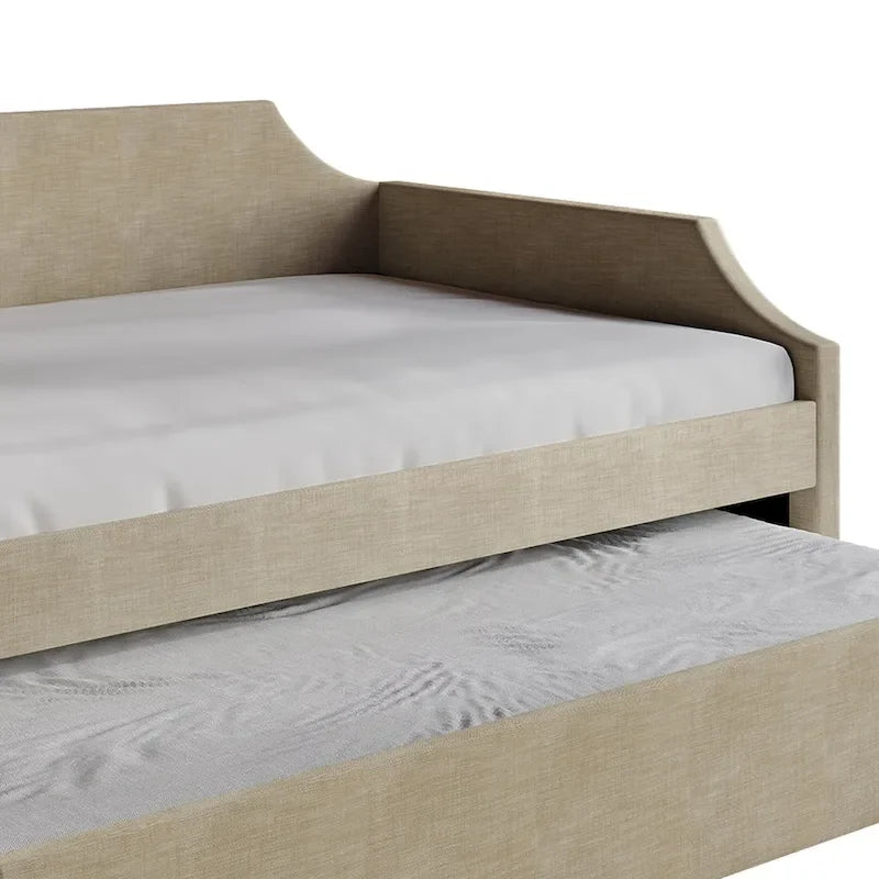 Elegance Linen Upholstered Twin Size Daybed with Trundle