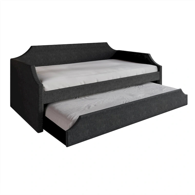 Elegance Linen Upholstered Twin Size Daybed with Trundle