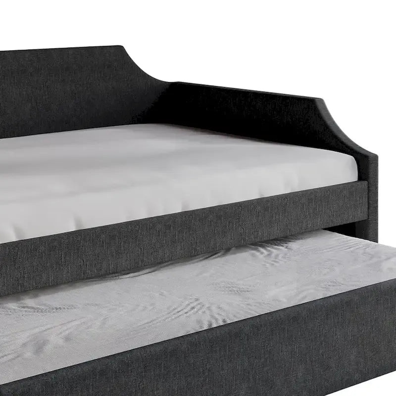 Elegance Linen Upholstered Twin Size Daybed with Trundle