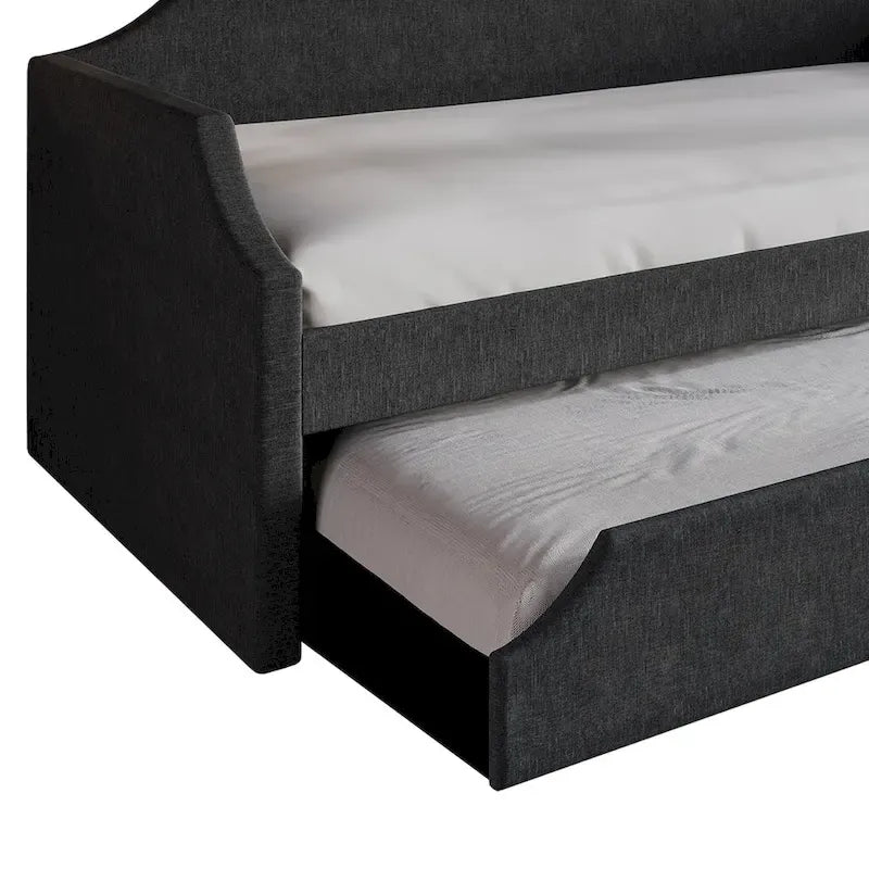 Elegance Linen Upholstered Twin Size Daybed with Trundle