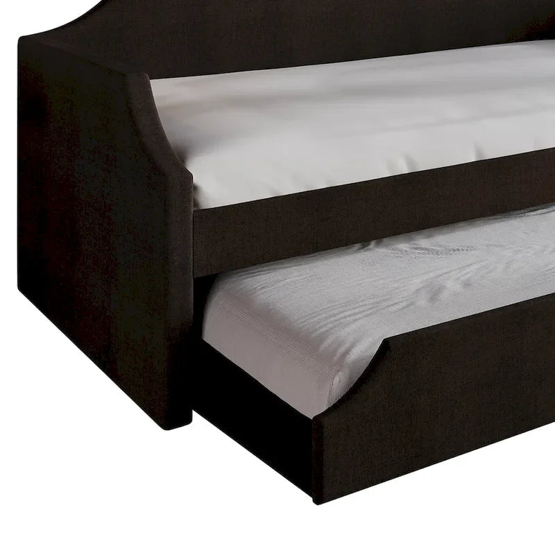 Elegance Linen Upholstered Twin Size Daybed with Trundle