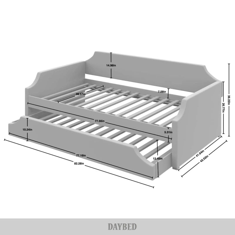 Elegance Linen Upholstered Twin Size Daybed with Trundle