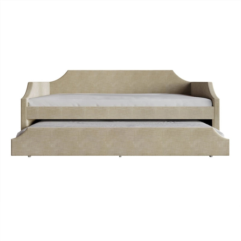 Elegance Linen Upholstered Twin Size Daybed with Trundle
