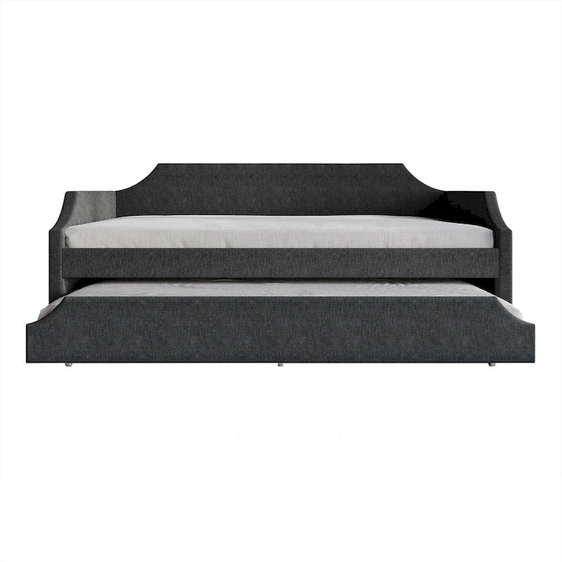 Elegance Linen Upholstered Twin Size Daybed with Trundle