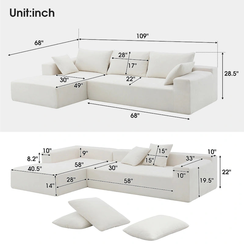 109*68 Modular Sectional Living Room Sofa Set, Modern Minimalist Style Couch, Upholstered Sleeper Sofa f