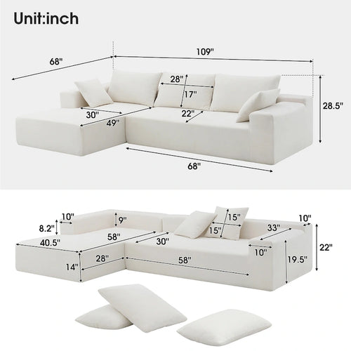 109*68 Modular Sectional Living Room Sofa Set, Modern Minimalist Style Couch, Upholstered Sleeper Sofa f