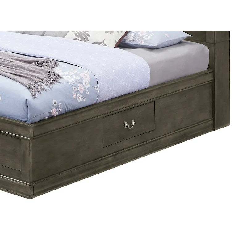 Louis Philippe Full Storage Platform Bed with 6 Storage Drawers