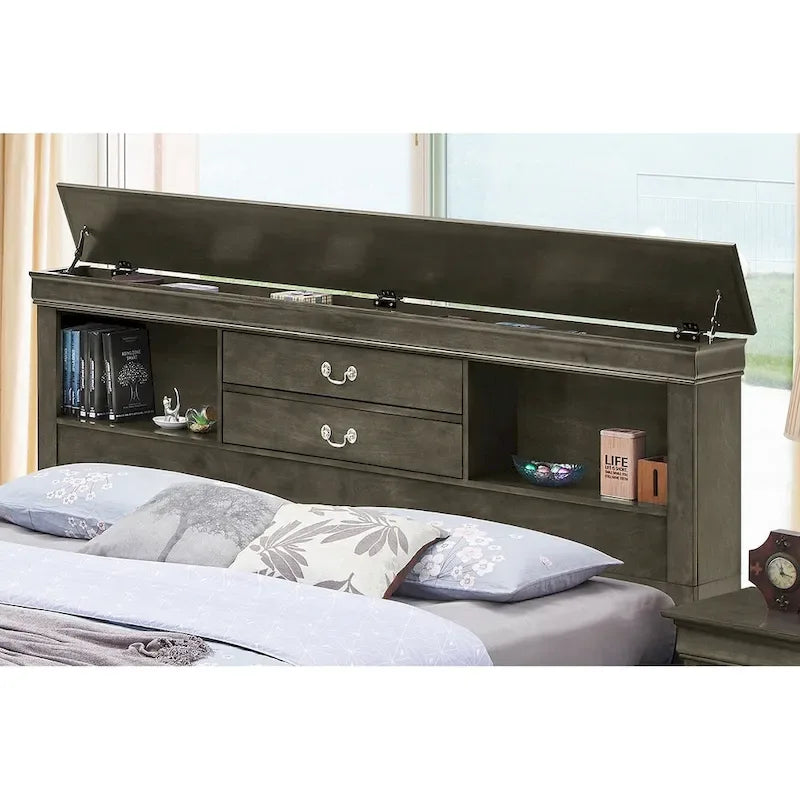 Louis Philippe Full Storage Platform Bed with 6 Storage Drawers