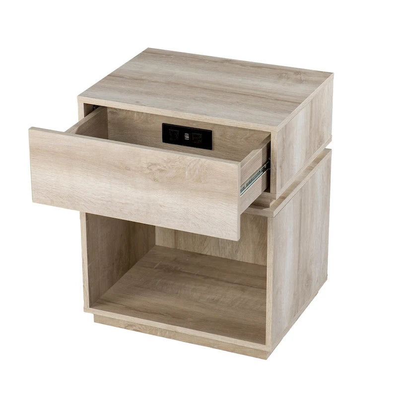 Madelia Transitional Whitewash Wood Side Table