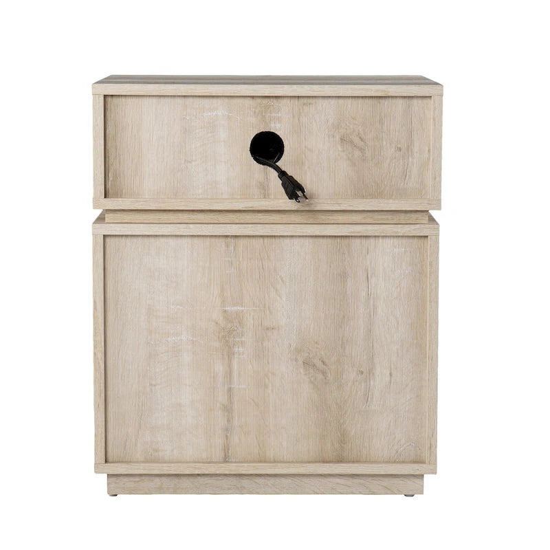 Madelia Transitional Whitewash Wood Side Table