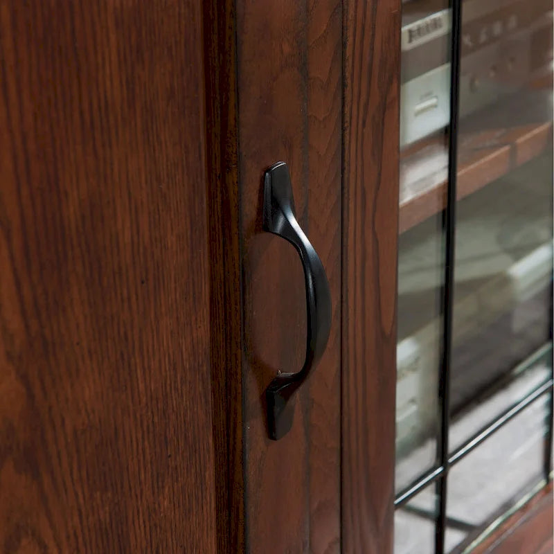 Leick Home 80360 Burnished Oak Leaded Glass TV Stand