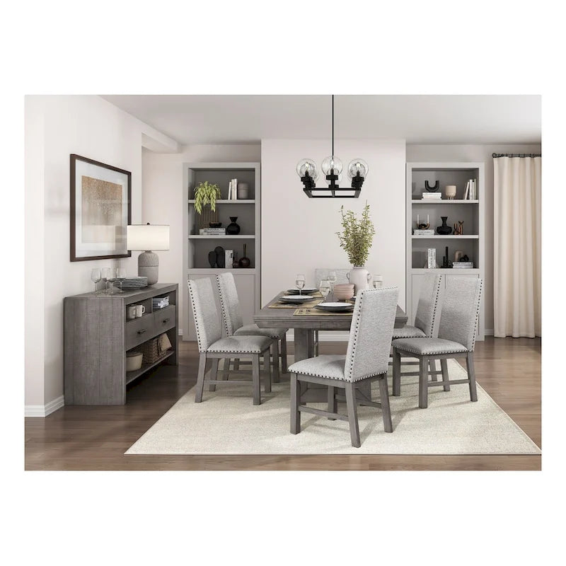 Ferrara Gray Rustic Modern Fabric Dining Room Set