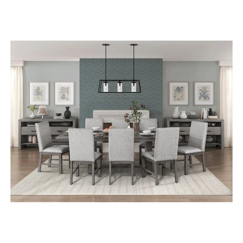 Ferrara Gray Rustic Modern Fabric Dining Room Set
